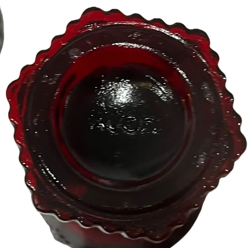 Avon Vintage 1876 Cape Cod‎ Collection Ruby Red Pressed Glass Goblets, 2 Small